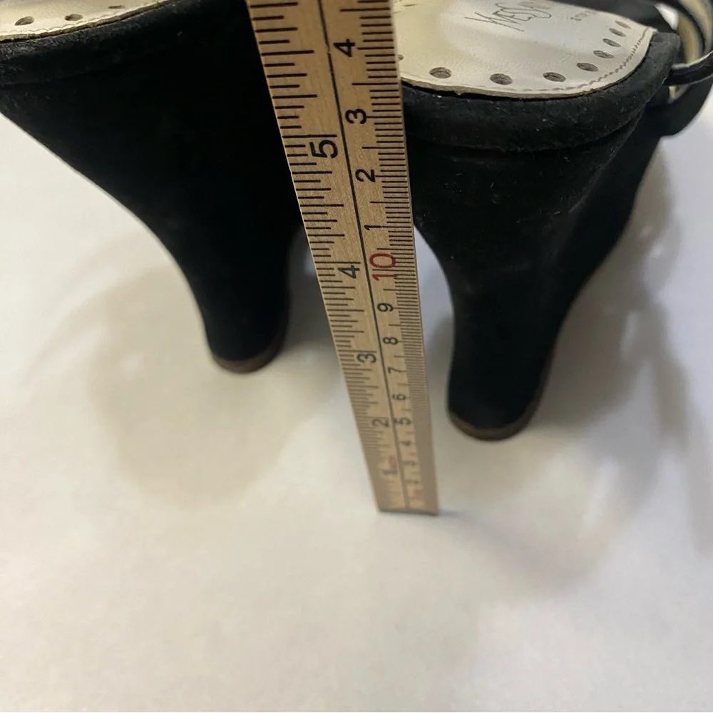 Yves Saint Laurent YSL Platform Wedge Heels Size 8 Suede Rive Gauche Designer